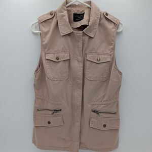 Love Tree Women's Dusty Rose Cargo Utility Vest Jacket Drawstring Waist Medium